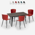 Ensemble Table À Manger 120x60cm Design Industriel et 4 Chaises Restaurant Cuisine Ruler Offre