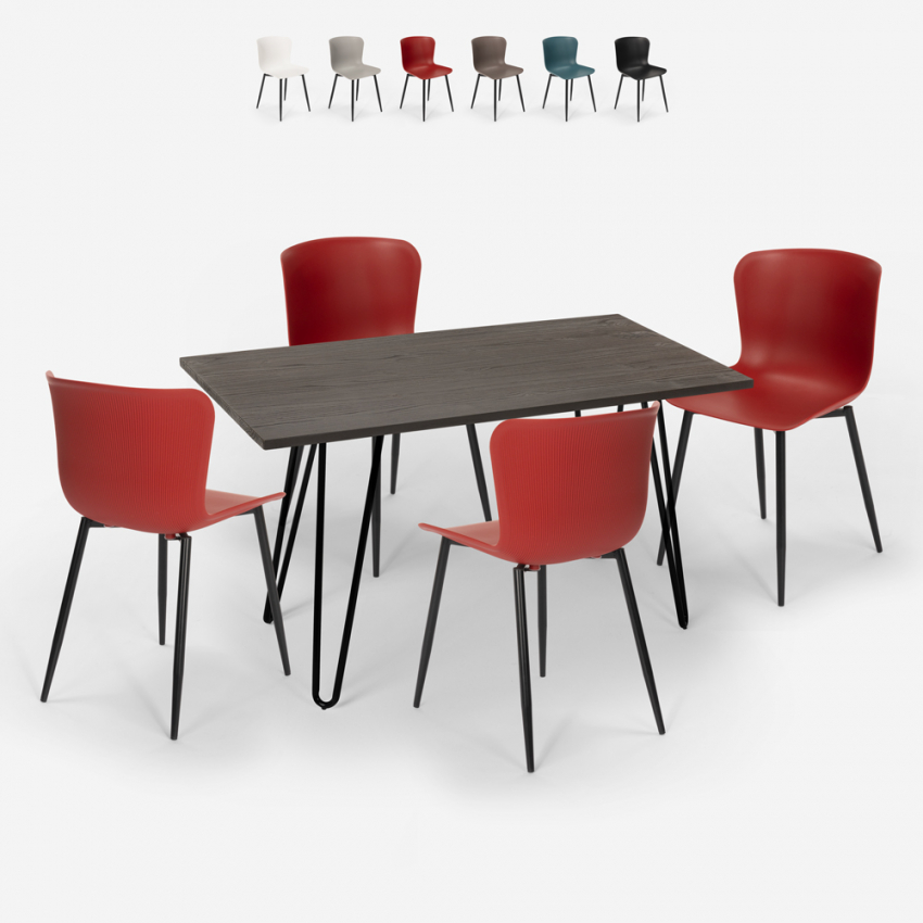 ensemble de 4 chaises et table rectangulaire 120x60cm style industriel cuisine restaurant wire Remises ensemble de 4 chaises et table rectangulaire 120x60cm style industriel cuisine restaurant wire Remises