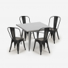 ensemble de 4 chaises vintage style Lix et table 80x80cm industriel cuisine restaurant bistrot state Prix