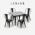 ensemble 4 chaises vintage industriel style Lix table noire 80x80cm cuisine restaurant state black Réductions