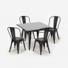 ensemble 4 chaises vintage industriel style Lix table noire 80x80cm cuisine restaurant state black Achat