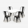 ensemble 4 chaises industriel style Lix table blanche 80x80cm métal state white Prix