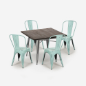 ensemble table à manger 80x80cm et 4 chaises vintage industriel design style cuisine restaurant burton Prix