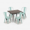 ensemble table à manger 80x80cm et 4 chaises vintage industriel design style cuisine restaurant burton Prix
