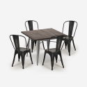 ensemble table à manger 80x80cm et 4 chaises vintage industriel design style Lix cuisine restaurant burton Achat