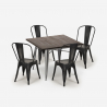ensemble table à manger 80x80cm et 4 chaises vintage industriel design style cuisine restaurant burton Achat