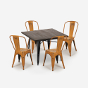 ensemble 4 chaises style vintage table à manger 80x80cm bois métal burton black Modèle
