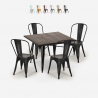 ensemble 4 chaises style Lix vintage table à manger 80x80cm bois métal burton black Remises