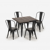 ensemble 4 chaises style Lix vintage table à manger 80x80cm bois métal burton black Prix