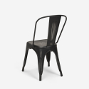 ensemble 4 chaises style Lix vintage table à manger 80x80cm bois métal burton black 