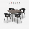 Ensemble Table Carrée 80x80cm Industriel et 4 Chaises Design Cuisine Restaurant Moderne Reeve Réductions