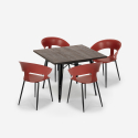 Ensemble de 4 Chaises et 1 Table Carrée 80x80cm Design Industriel Cuisine Restaurant Reeve Black 