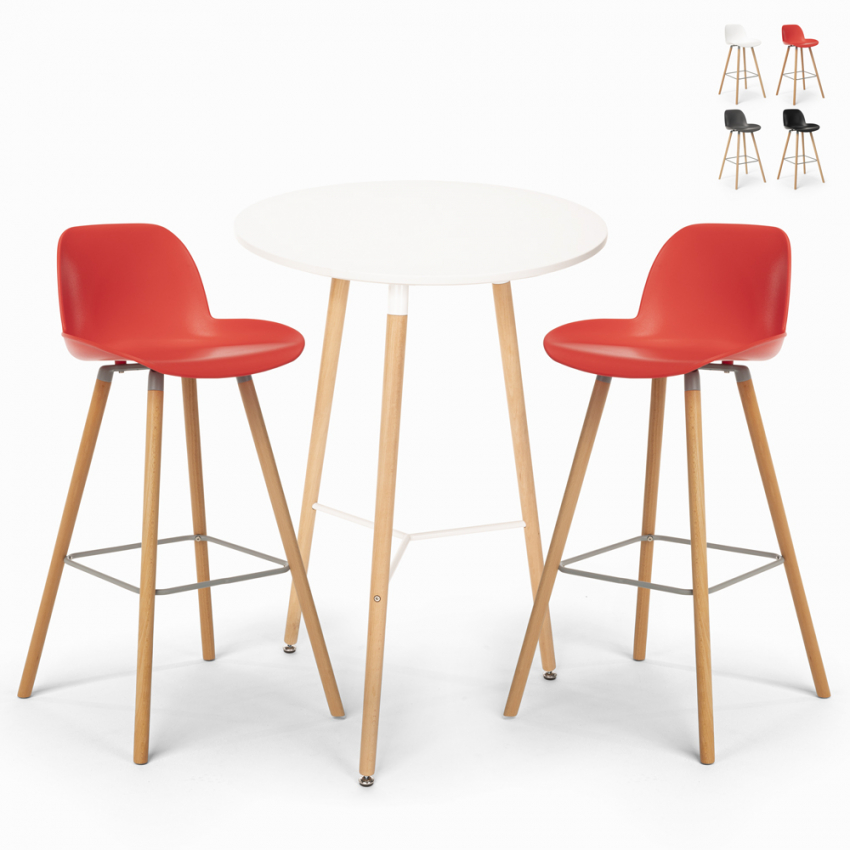 Ensemble Table Ronde 60cm et 2 Tabourets Design Scandinave Ojala Light Remises