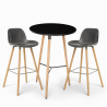 Ensemble 2 Tabourets Design et Table Haute Ronde Noire diamètre 60cm Ojala Dark Modèle
