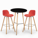 Ensemble 2 Tabourets Design et Table Haute Ronde Noire diamètre 60cm Ojala Dark Caractéristiques
