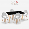 Ensemble de 4 Chaises Design Scandinave et 1 Table Rectangulaire 80x120cm Cuisine salle à manger Restaurant Flocs Dark Vente
