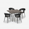Ensemble 4 Chaises et 1 Table 80x80cm Industriel Design Moderne Restaurant Cuisine Maeve Dark Modèle