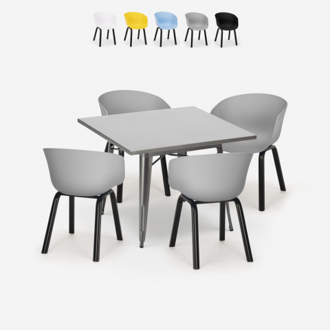 Ensemble Table À Manger Carrée 80x80cm 4 Chaises Design Moderne Krust
