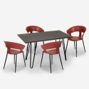 Ensemble de 4 Chaises Design Moderne et Table À Manger 120x60cm Industriel Sixty 
