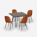 Ensemble 1 Table 80x80cm Industriel et 4 Chaises Design Simili Cuir Cuisine Bar Wright Dark Catalogue