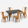 ensemble de 4 chaises de style vintage et 1 table à manger 120x60cm bois métal summit Caractéristiques