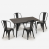 ensemble de 4 chaises de style vintage et 1 table à manger 120x60cm bois métal summit Modèle