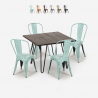 ensemble table carrée 80x80cm bois métal 4 chaises vintage style hedges dark Remises