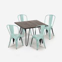 ensemble table carrée 80x80cm bois métal 4 chaises vintage style hedges dark Prix
