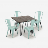 ensemble table carrée 80x80cm bois métal 4 chaises vintage style hedges dark Prix