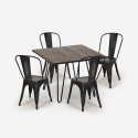 ensemble table carrée 80x80cm bois métal 4 chaises vintage style Lix hedges dark Modèle