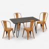 Ensemble  table à manger 120x60cm bois métal 4 chaises de style vintage weimar Caractéristiques