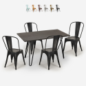 ensemble table à manger 120x60cm bois métal 4 chaises de style vintage weimar Réductions