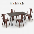 Ensemble  table à manger 120x60cm bois métal 4 chaises de style vintage weimar Promotion