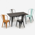 Ensemble  table 120x60cm 4 chaises cuisine salle à manger industriel harvey Promotion