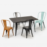 Ensemble  table 120x60cm 4 chaises cuisine salle à manger industriel harvey Promotion
