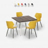 Ensemble Table Carrée 80x80cm Cuisine Bar 4 Chaises Design Howe Light Offre