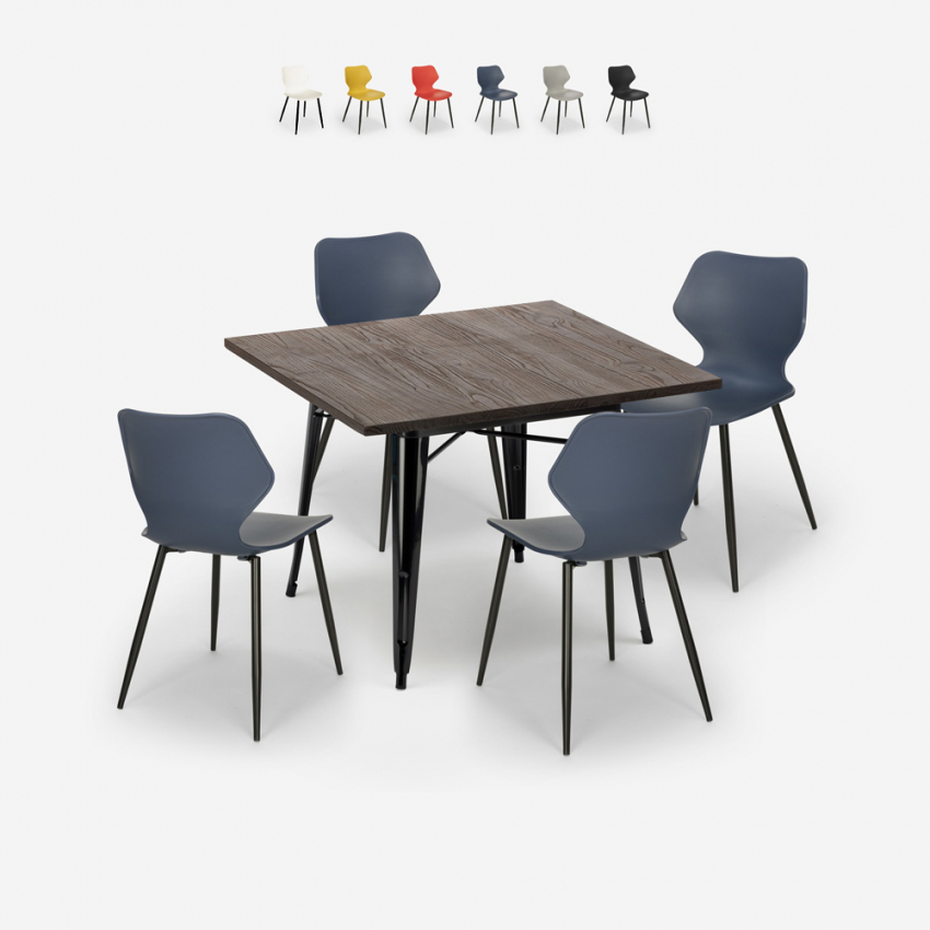 Ensemble 4 Chaises Polypropylène Table Carrée 80x80cm Métal Howe Dark Offre Ensemble 4 Chaises Polypropylène Table Carrée 80x80cm Métal Howe Dark Offre