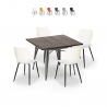 Ensemble Table Carrée 80x80cm et 4 Chaises Design Moderne Bar Cuisine Howe Vente