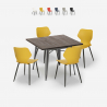 Ensemble Table Carrée 80x80cm et 4 Chaises Design Moderne Bar Cuisine Howe Remises