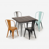 ensemble table 80x80cm et 4 chaises style vintage industriel bar cuisine almond Offre