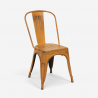 ensemble 4 chaises de style effet vintage et 1 table 80x80cm bois métal industriel dickson 