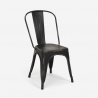 ensemble 4 chaises de style effet vintage et 1 table 80x80cm bois métal industriel dickson 