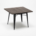 ensemble 4 chaises de style effet vintage et 1 table 80x80cm bois métal industriel dickson 