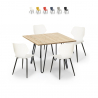 Ensemble Table Carrée 80x80cm et 4 Chaises Design Style Industriel Sartis Light Vente