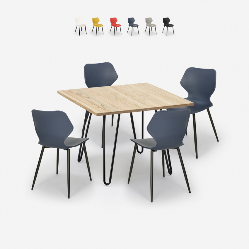 Ensemble Table Carrée 80x80cm et 4 Chaises Design Style Industriel Sartis Light Offre Ensemble Table Carrée 80x80cm et 4 Chaises Design Style Industriel Sartis Light Offre