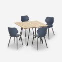 Ensemble Table Carrée 80x80cm et 4 Chaises Design Style Industriel Sartis Light Dimensions