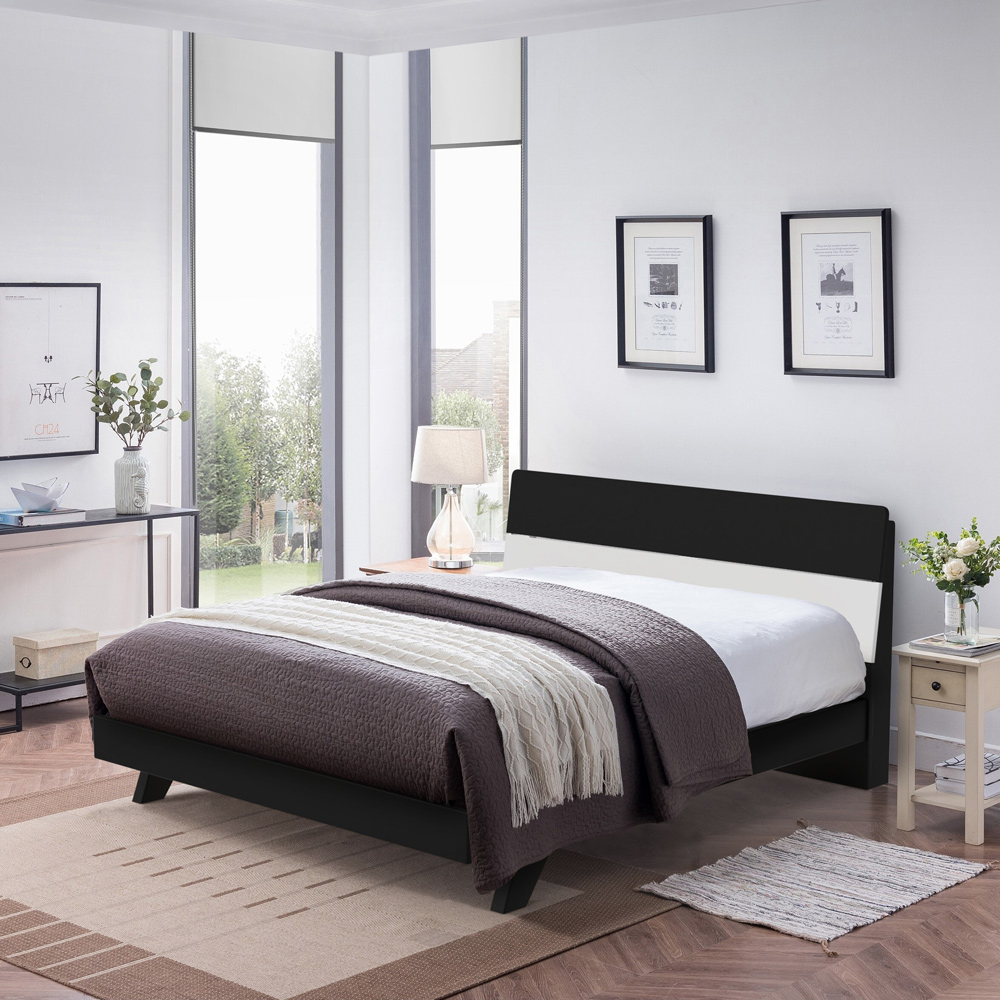 Lit double design moderne en bois 160x200cm avec sommier à lattes Landeck King