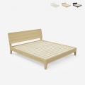 Lit double 160x190 design moderne en bois avec sommier et lattes Linz Promotion