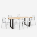 Ensemble 6 Chaises Design Transparentes et Table À Manger 180x80cm Industriel Bois et Métal Vice Modèle