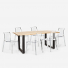 Ensemble 6 Chaises Design Transparentes et Table À Manger 180x80cm Industriel Bois et Métal Vice Modèle